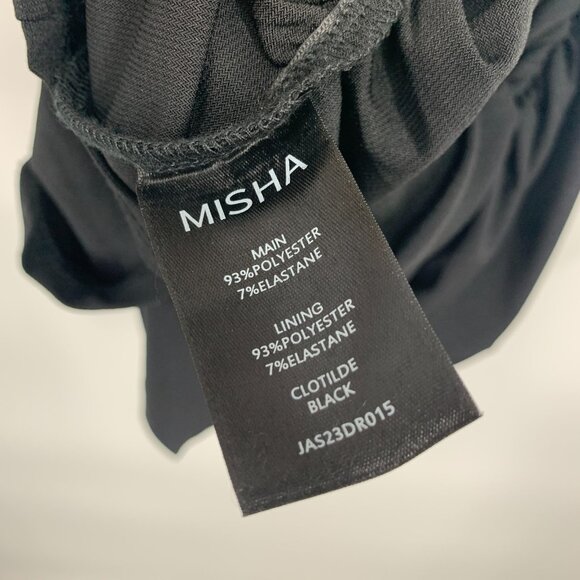 Revolve Misha Dress Clotilde Black One Shoulder Long Sleeve Ruched - Picture 7 of 14